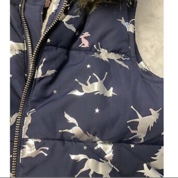 JOULES Unicorn Print Puffer Hooded Vest - Picture 6 of 7